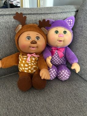 Cabbage Patch Kids Cuties Bundle - Sage Deer & Gala Purple Kitty - 9" Dolls